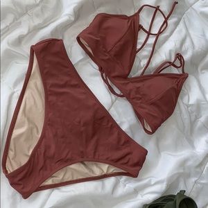 Dark blush pink bikini with strappy back